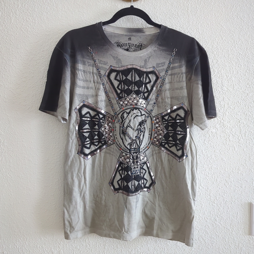 KONQUEST Platinum Double Sided Jewel T-Shirt Size M Nwot